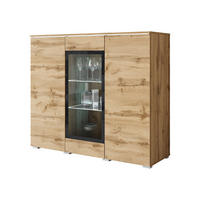 KOMMODE Vera 120 mit weißer LED Beleuchtung - Silberfarben/Eiche Wotan, Holzwerkstoff/Kunststoff (120/104/40cm) - MIRJAN24