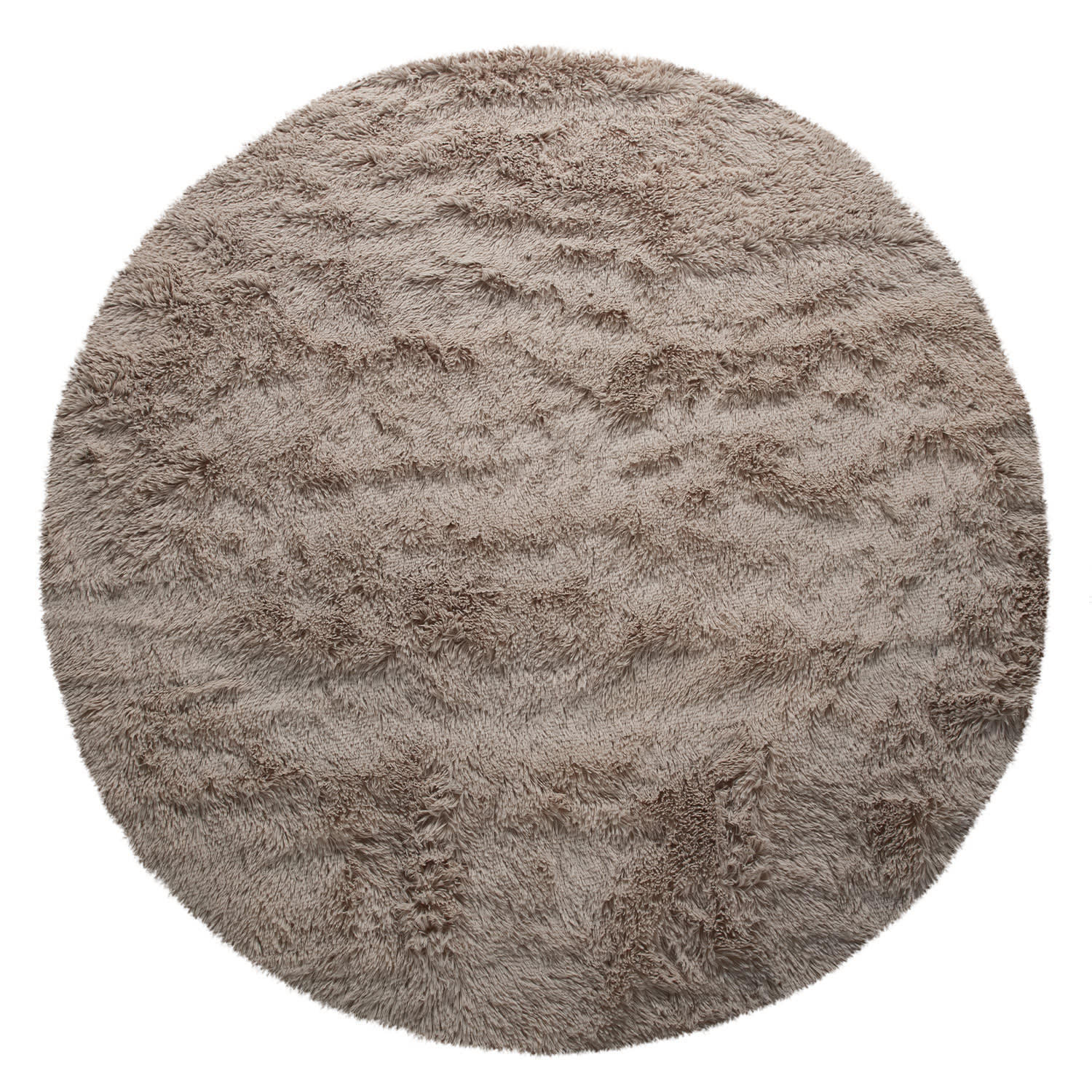 TEPPICH Hochflor Shaggy waschbar Unifarben Schlafzimmer schmutzabweisend Taupe Rund 120D - Braun, Textil (120/120cm) - KADIMA DESIGN