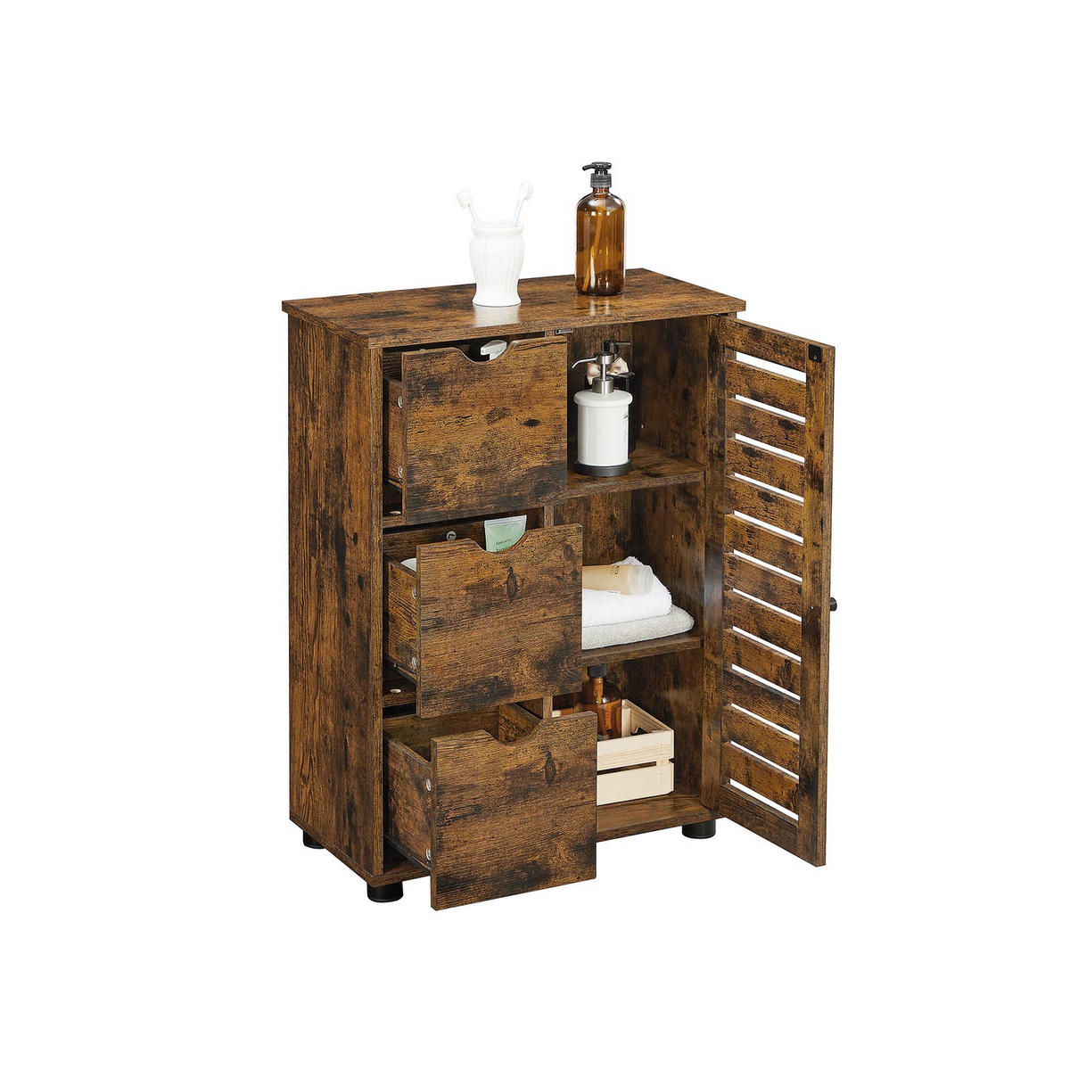 BADEZIMMERSCHRANK AUFBEWAHRUNGSSCHRANK - Braun, Holzwerkstoff (30/80/60cm) - Hansiro