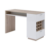 BARTISCH mit Stauraum - Weiß & Holzfarben - ANOSKI - Naturfarben, Holz (150/100/60cm) - Vente-Unique