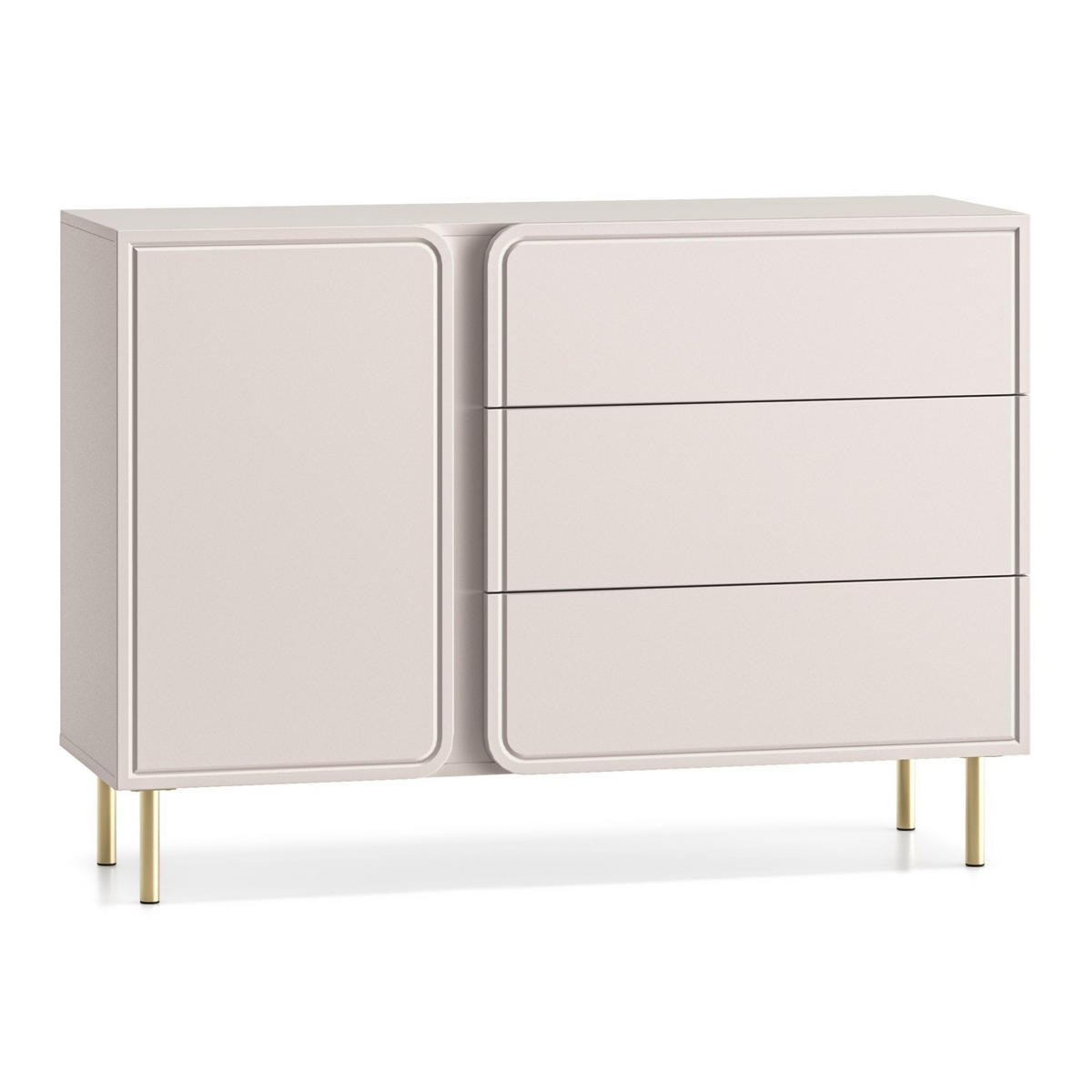 SIDEBOARD Loppa Kaschmirbeige 120 cm - Beige/Goldfarben, Holzwerkstoff/Metall (120/85/40cm) - Selsey