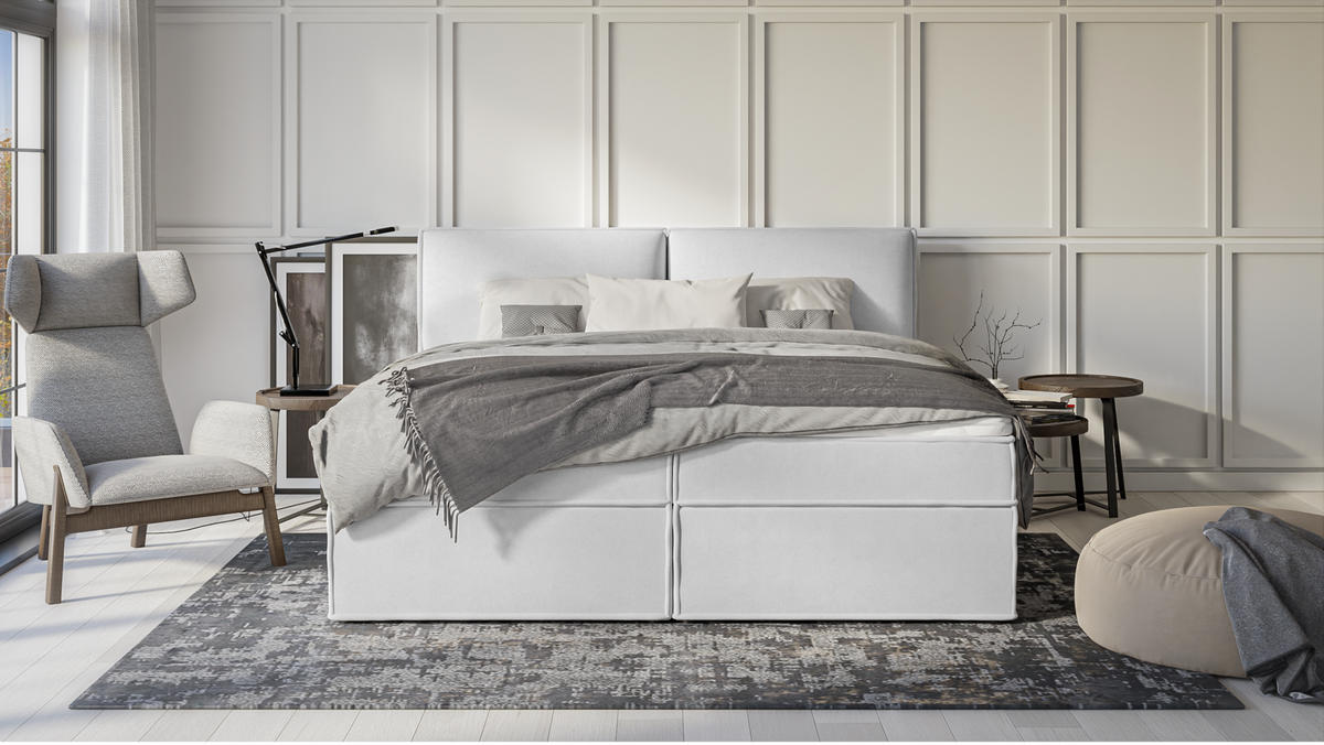 BOXBETT Eclipse 200/200 cm Silber Luxusmicrofaser - Silberfarben/Schwarz, Holz/Kunststoff (200/200cm) - S-Style Möbel