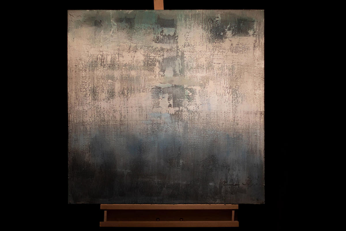 ACRYLBILD HANDGEMALT 80/80 cm - Blau/Weiß, Holz/Textil (80/80cm) - KUNSTLOFT