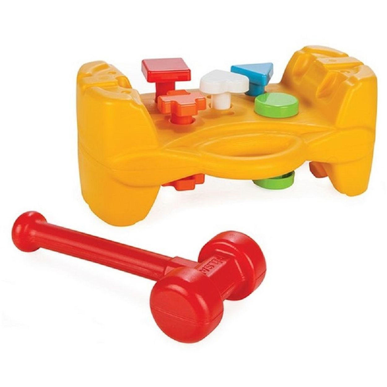 BABYSPIELZEUG Hammerspiel 03272 bunte Formen, Motoriktraining, ab 10 Monate, Geschicklichkeit - Gelb, Kunststoff (24/16/11cm) - Pilsan