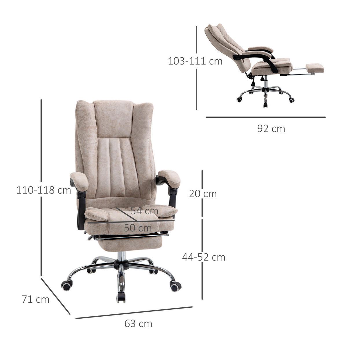 BÜROSTUHL, Kunststoff, Metall, Nylon - Multicolor, Kunststoff (71/118/63cm) - Vinsetto
