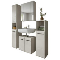 BADMÖBEL-SET Kaschmir 150 cm 4-teilig, Badezimmer Schränke mit viel Stauraum - Kaschmir/Schwarz, Glas/Holzwerkstoff (150/185/30cm) - Inn.Furn