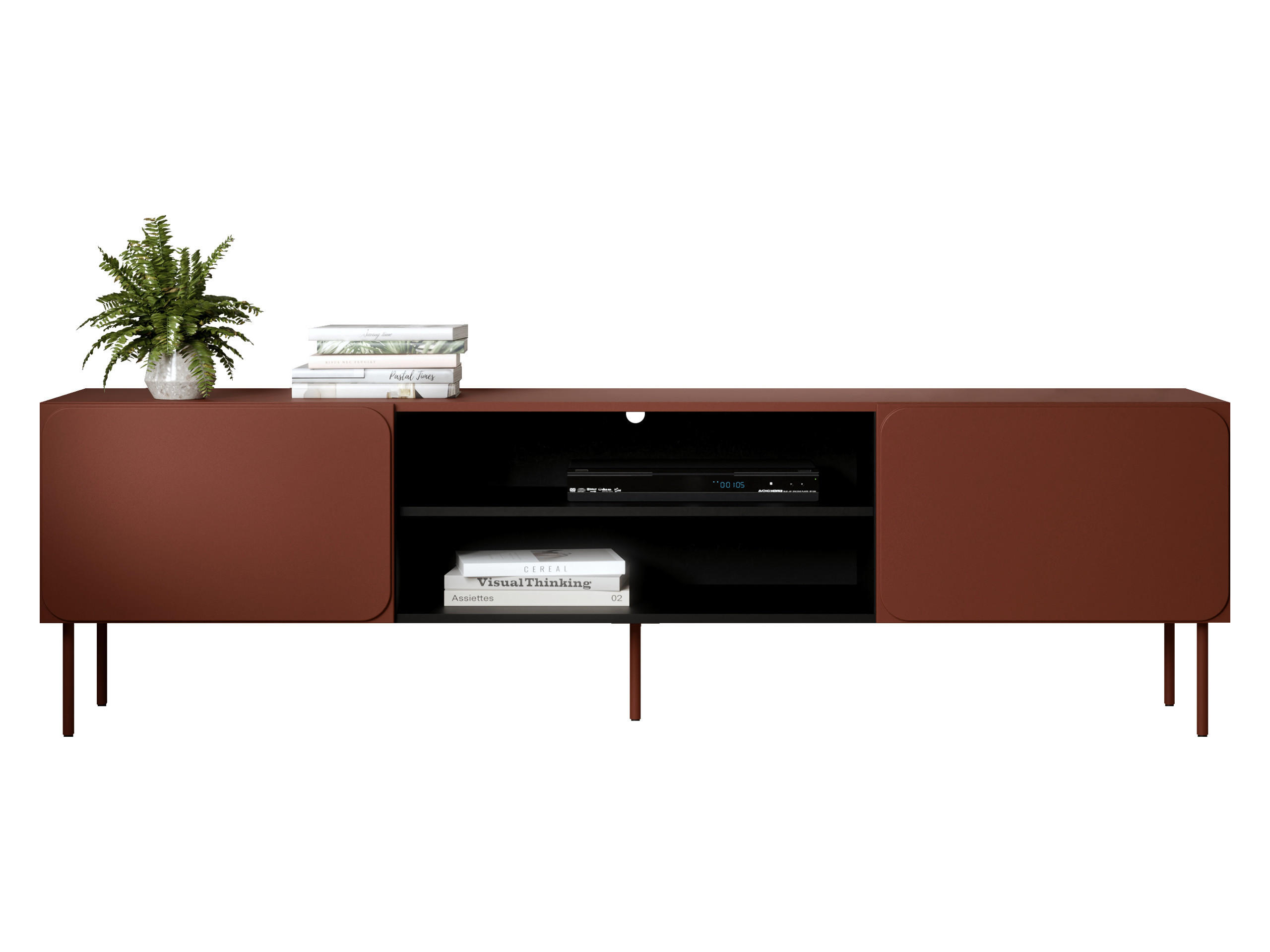 TV-LOWBOARD Rafael 200 EF - Rot, Holzwerkstoff/Metall (200/58/40cm) - MIRJAN24