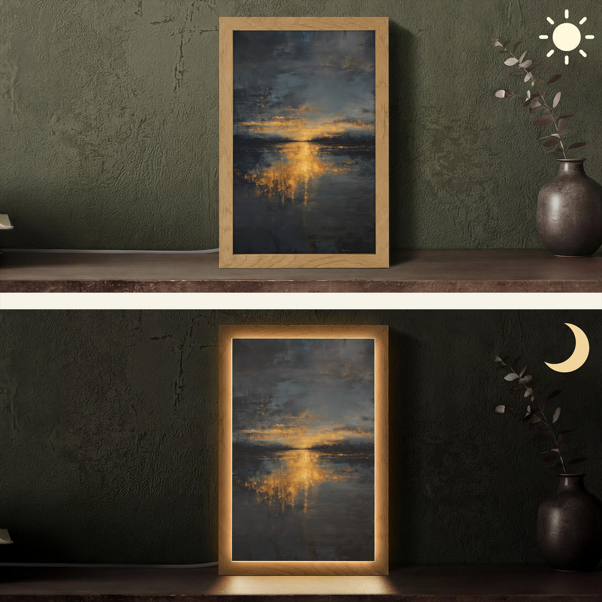 STOLNÍ LAMPA Zlatý odraz na vodě 20x30 cm - bobulová, kompozitní dřevo (8/20/30cm) - OnlyWow