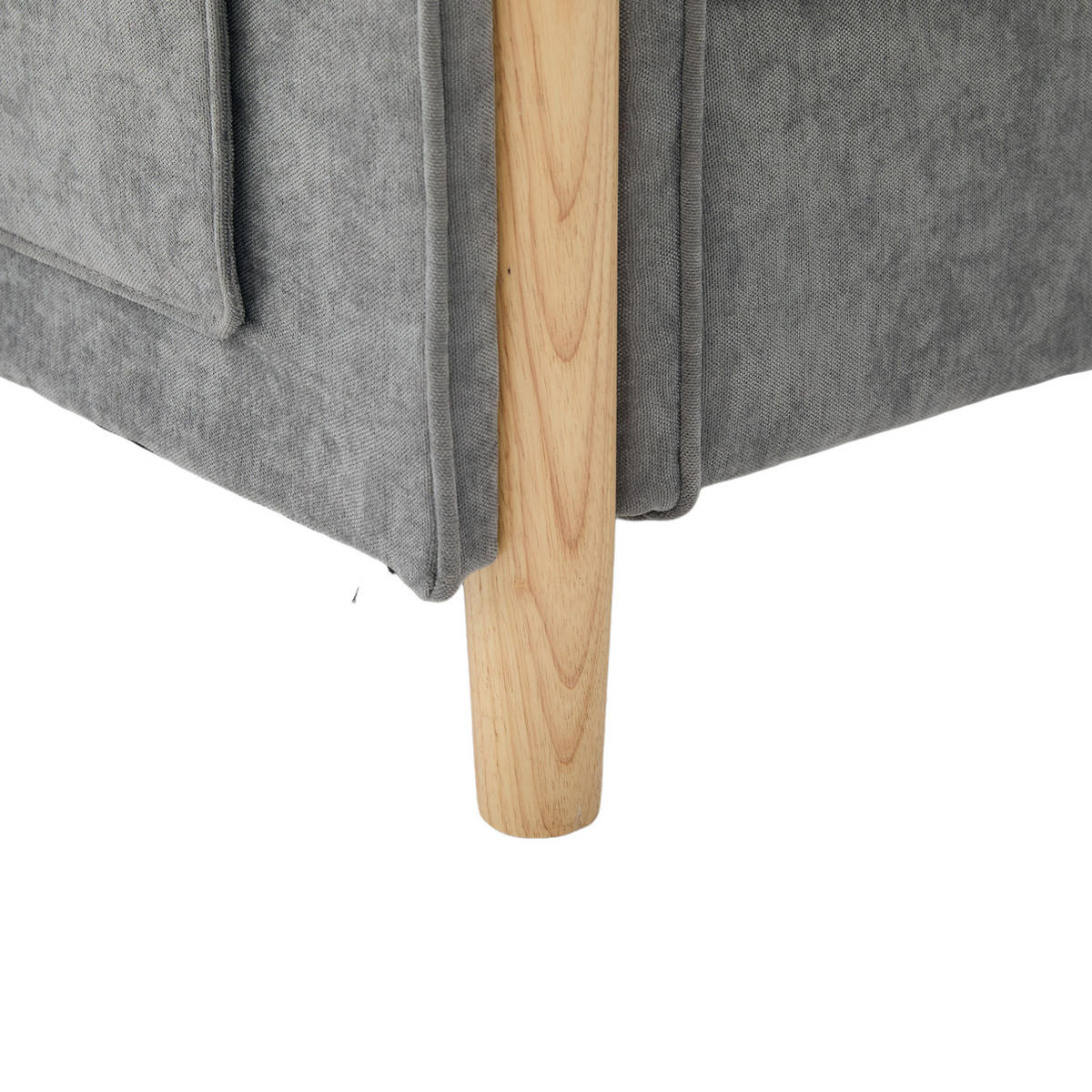 SOFA mit Stauraumhocker L-Form 201 x 77 x 86 cm Chenille Hellgrau - Hellgrau, Holz (77/201cm) - Meubliv