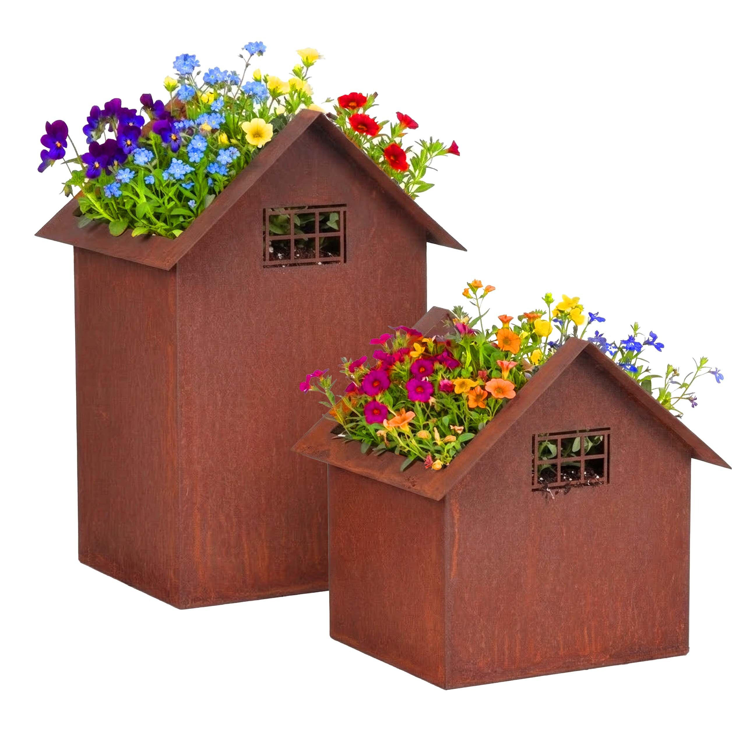 2-TLG.GARTENDEKO - Braun, Metall (28cm) - Relaxdays