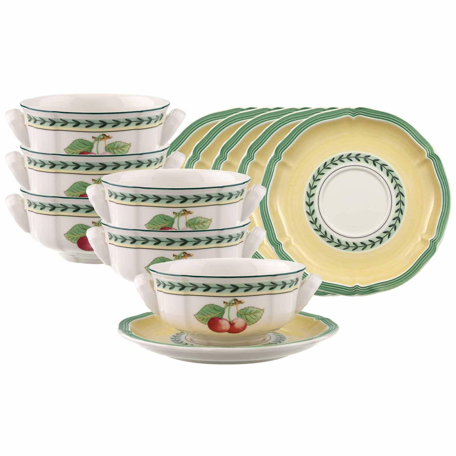 SUPPENTASSEN MIT UNTERTASSEN French Garden Fleurence bunt 240 ml 6er Set - Multicolor, Keramik (0.24L) - Villeroy & Boch