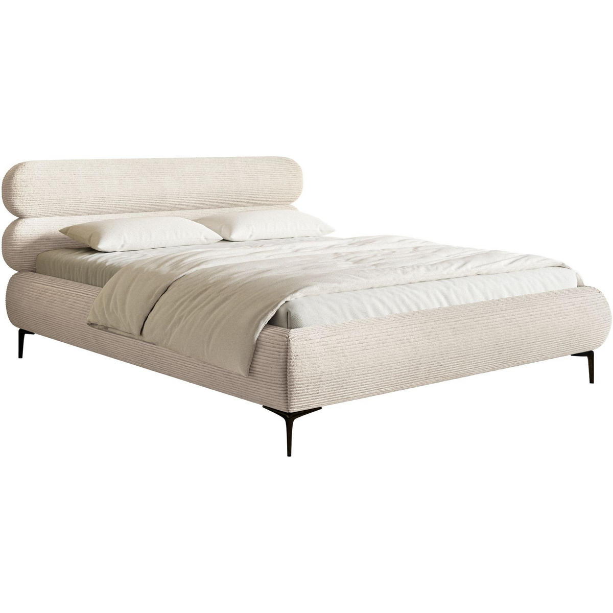 POLSTERBETT Roule Cord Hellbeige 140x200 cm - Ecru/Schwarz, Textil/Metall (140/200cm) - Selsey