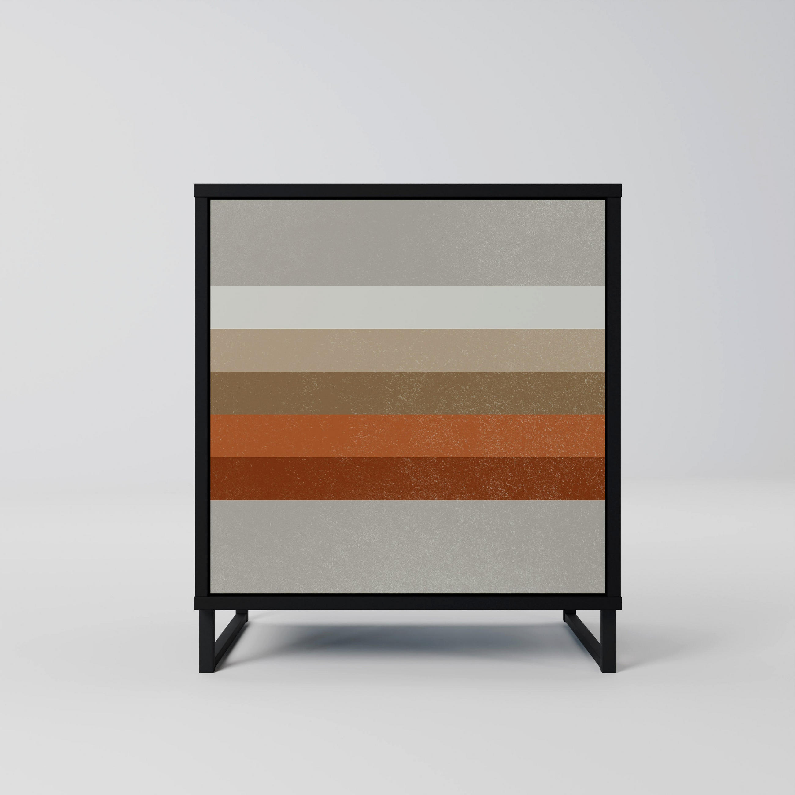 SIDEBOARD PECULIAR TRAIL, Schwarz, 57,5x42x67,5 cm, Schwarze Metall-Rahmenfüße - Multicolor/Schwarz, Holzwerkstoff/Metall (57.5/67.5/42cm) - SpaceRebels