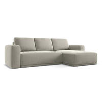 ECKSOFA mit Schlaffunktion Samt Stoff Creme - Perlmutt/Creme, Kunststoff/Textil (258/160cm) - Makamii