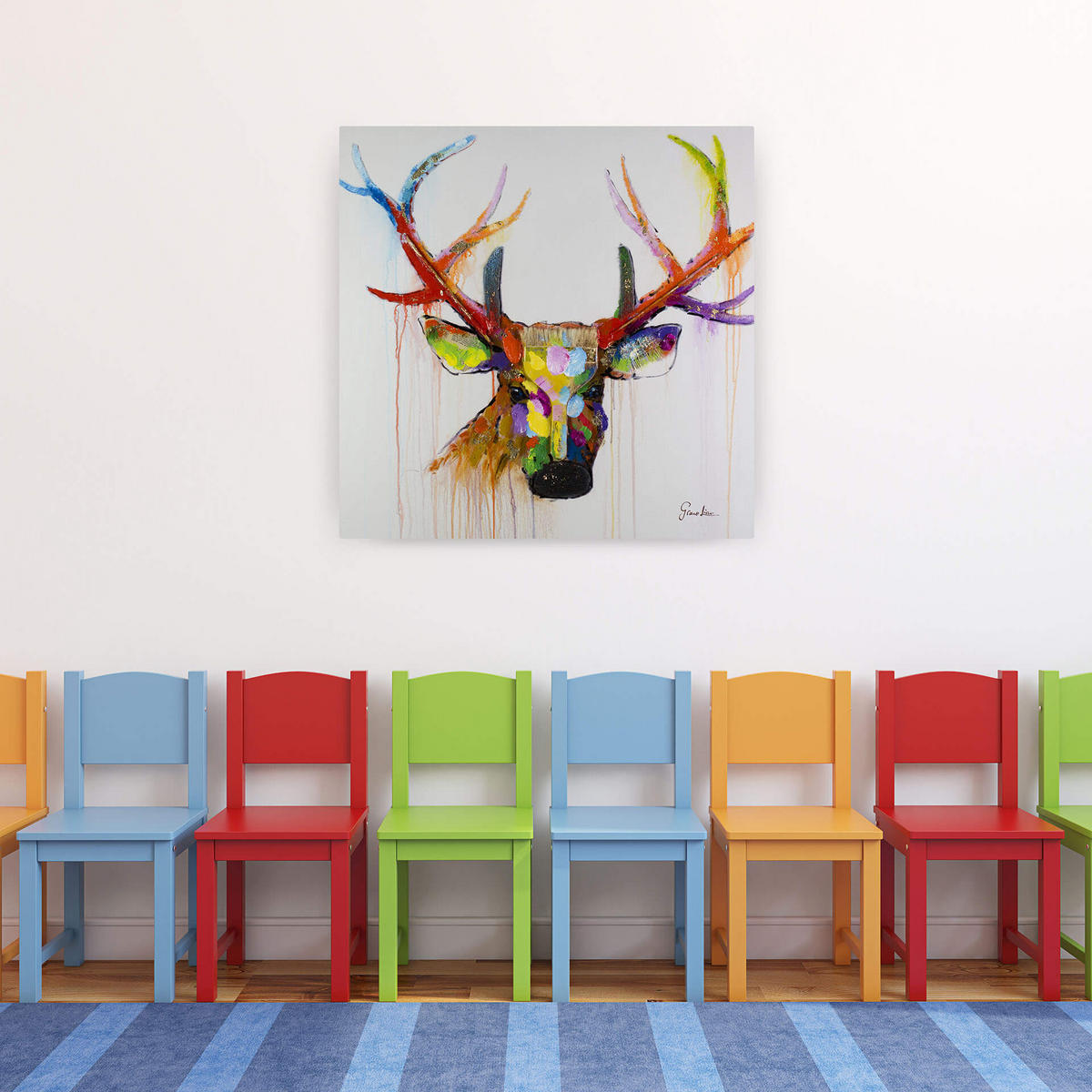 ÖLGEMÄLDE 80/80 cm - Multicolor, Holz/Textil (1.6/80cm) - KUNSTLOFT