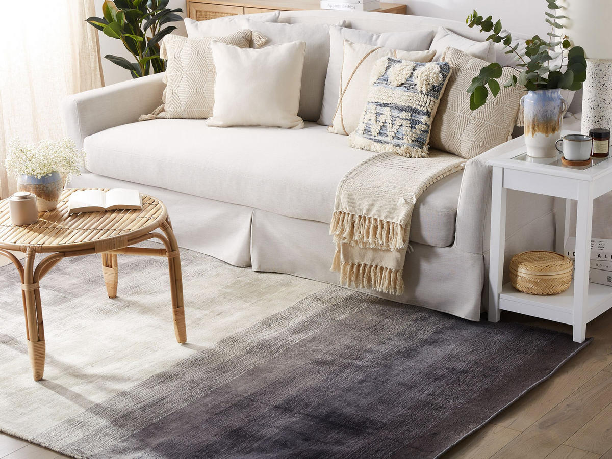 KURZFLOR-TEPPICH Ercis 200/200 cm - Schwarz, Naturmaterialien (200/200cm) - Beliani