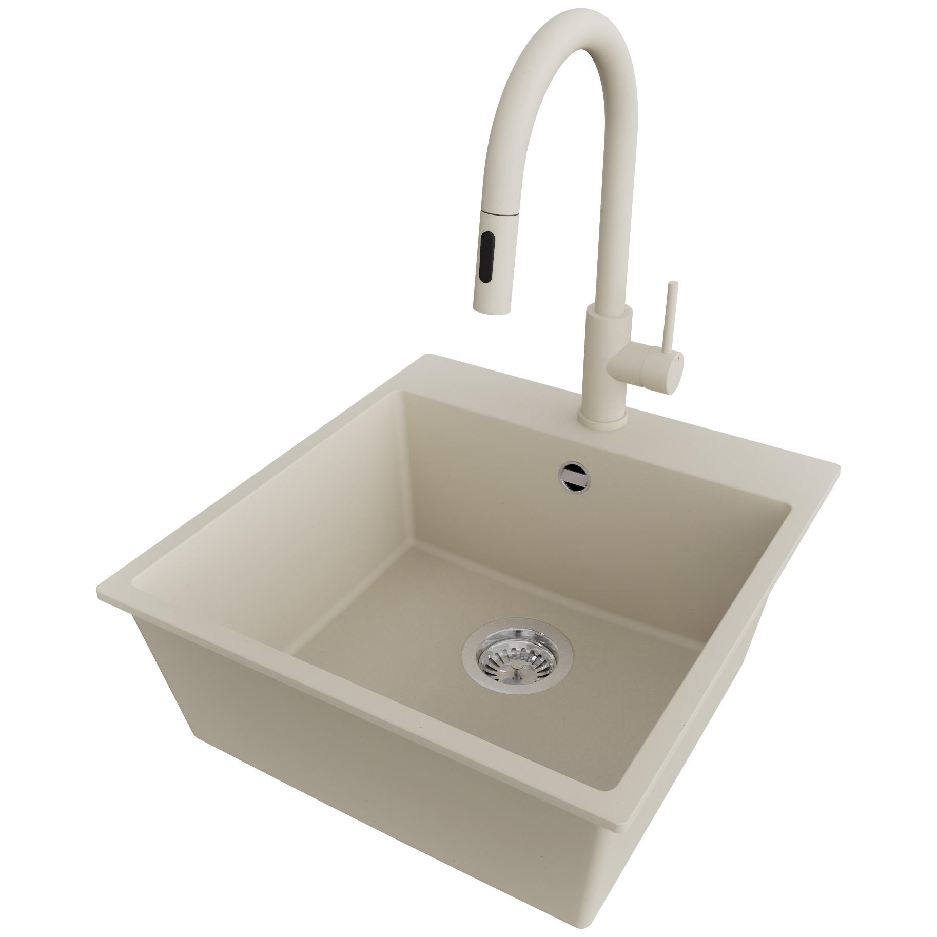 Primagran Granitspüle Beige, Chrom, Beige 48x20x50 cm