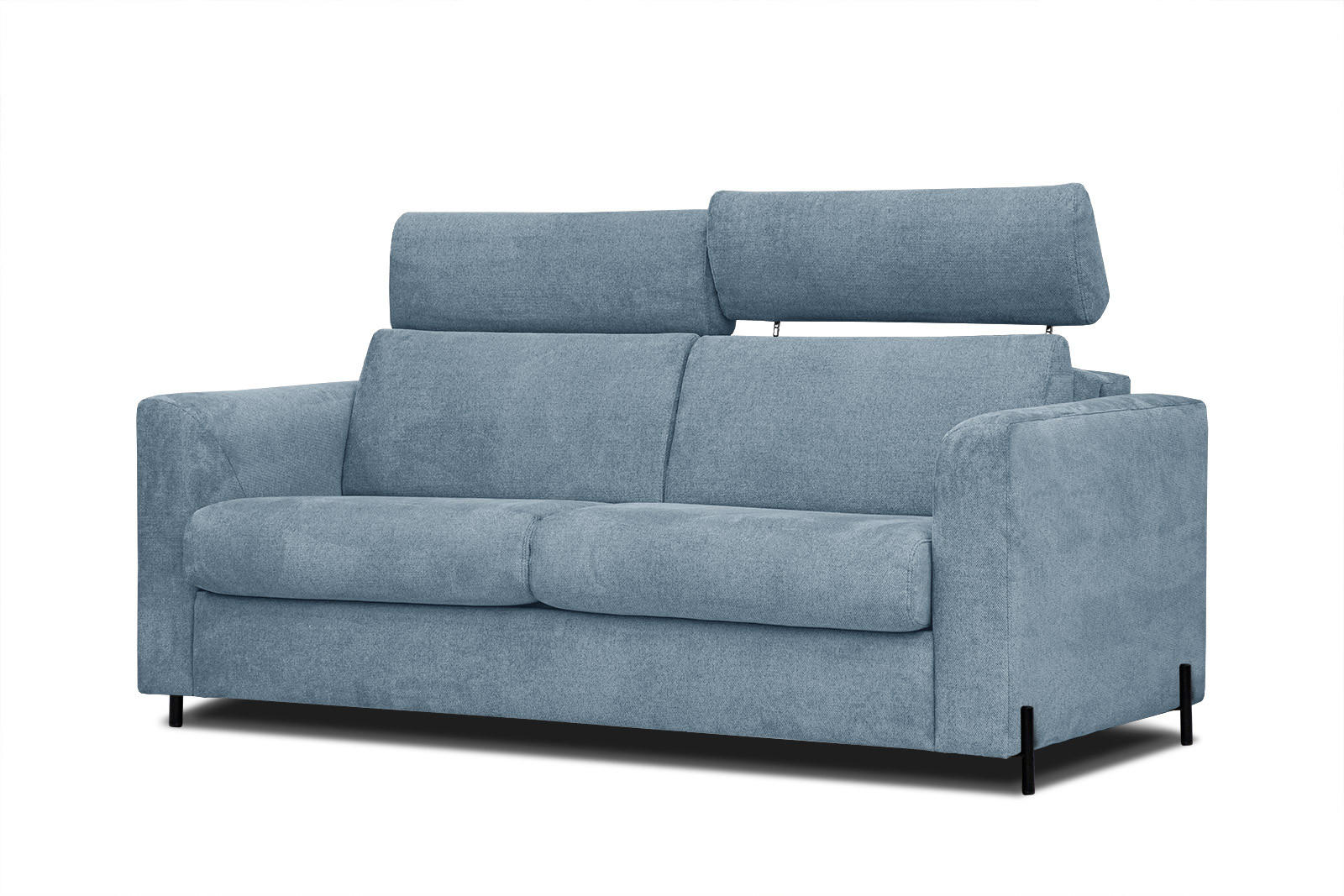 SOFA MEZO 3-Sitzer mit Schlaffunktion, blau - Blau/Schwarz, Holz/Textil (232/90/107cm) - Courtois Laville
