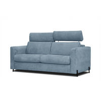 SOFA MEZO 3-Sitzer mit Schlaffunktion, blau - Blau/Schwarz, Holz/Textil (232/90/107cm) - Courtois Laville