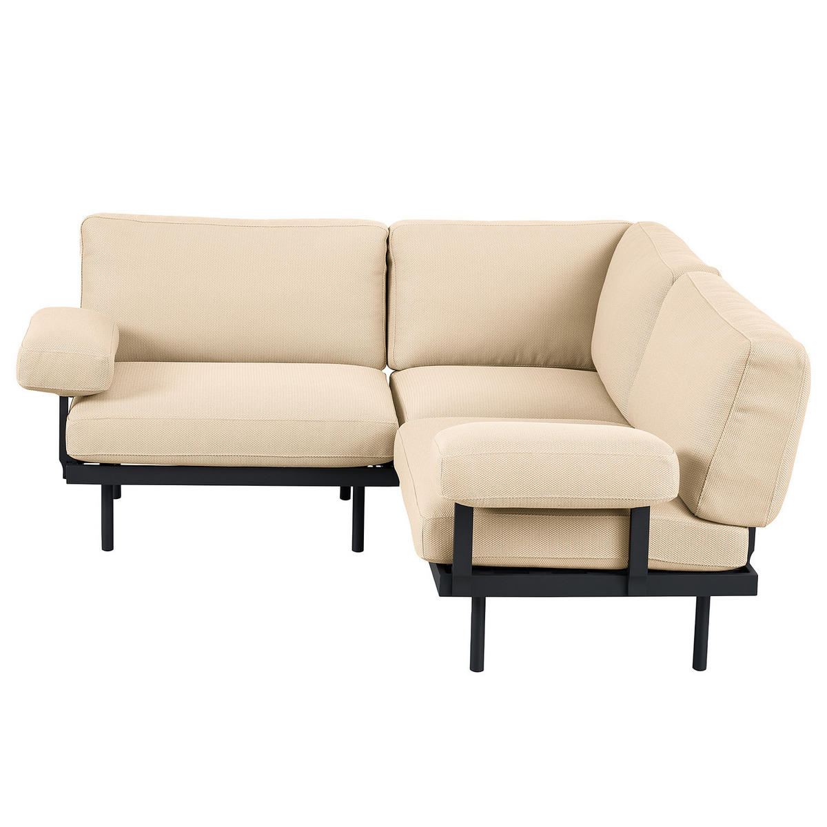 OUTDOOR-ECKSOFA - Beige, Textil/Metall (186/80/186cm) - home24