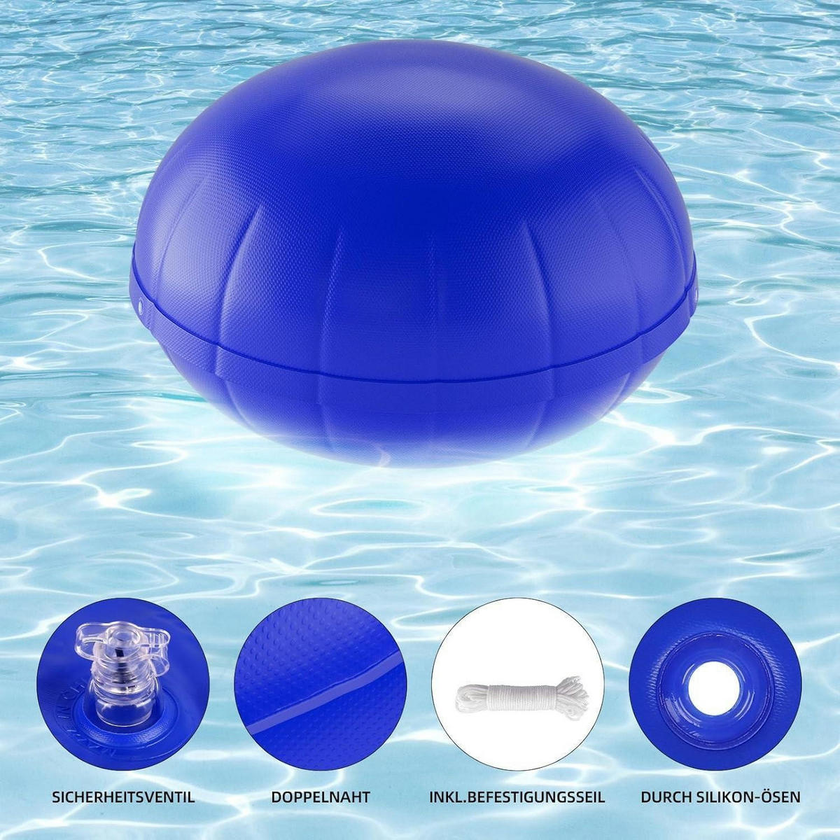 POOLKISSEN 120 x 120 cm Winter Luftkissen Rund - Blau, Kunststoff (120/120cm)