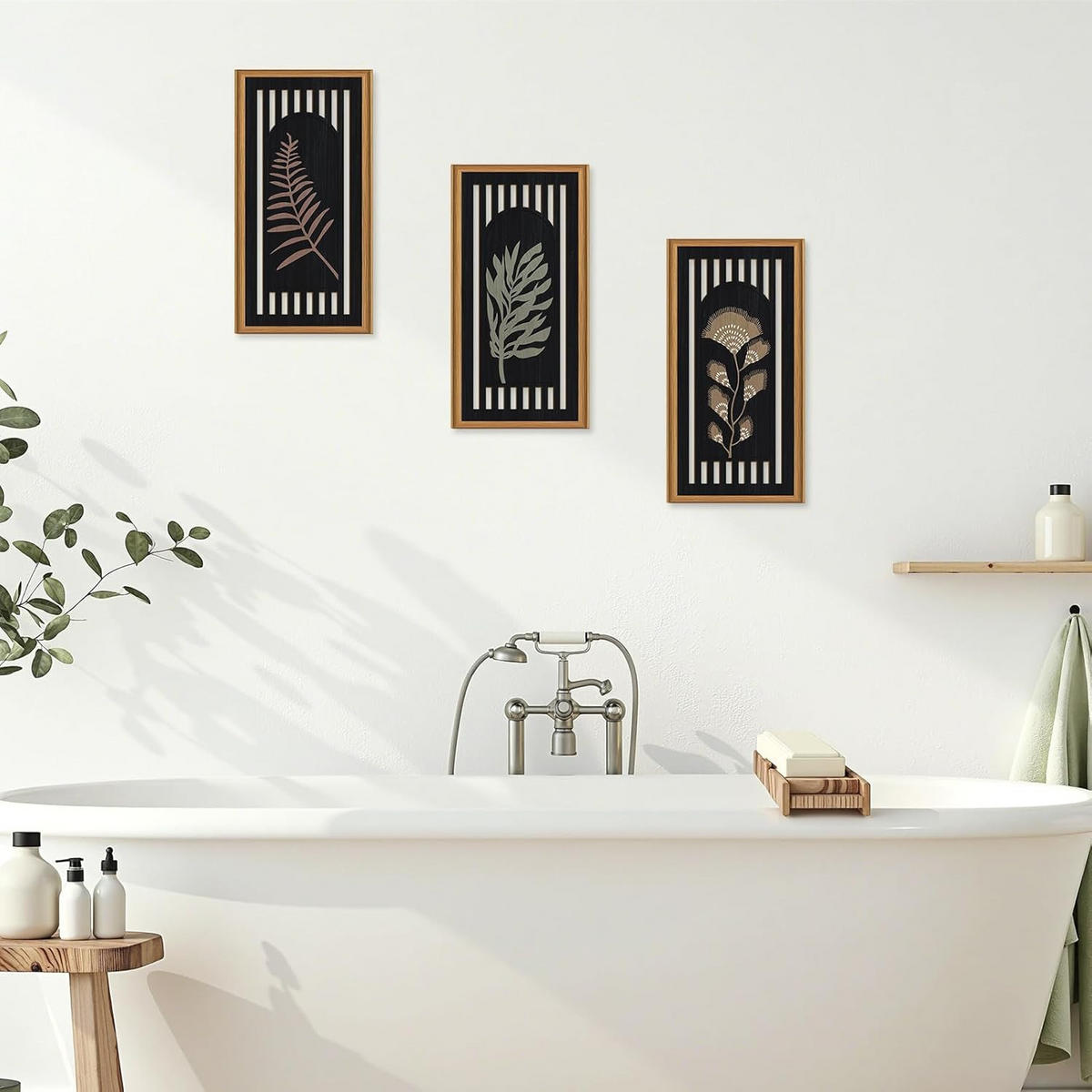 WANDDEKO 20x40cm Pflanzenmotiv Holz 3er Set - Akaziefarben, Holzwerkstoff (40/1cm) - Weltevree