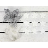LAALU CHRISTBAUMKUGEL-SET 32 ​​Stück in Box KÖNIG DES WINTERS für Weihnachtsbäume bis 100 cm - Silberfarben/Weiß, Holzwerkstoff/Kunststoff (20/12/30cm) - LAALU
