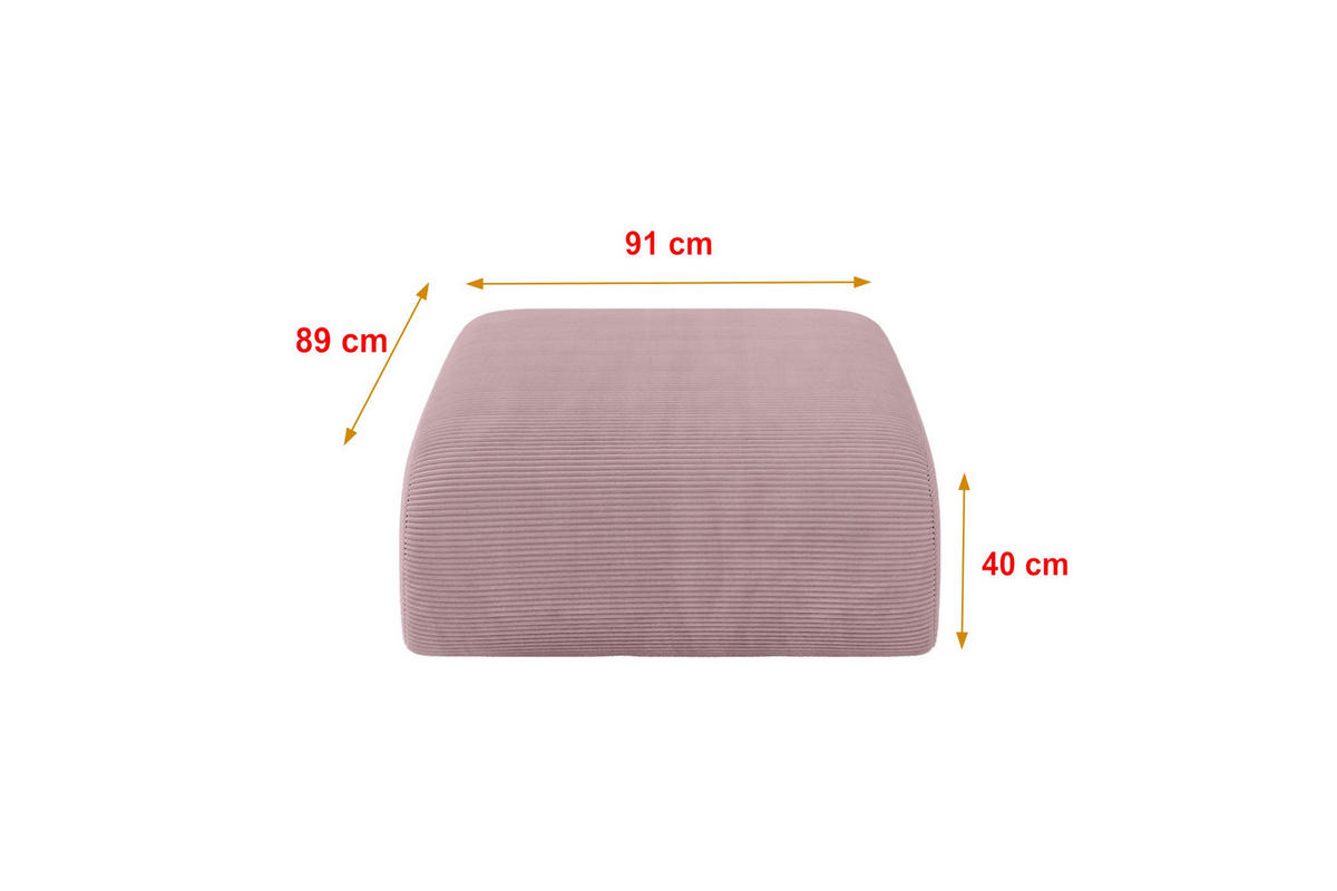 POUF MIRA-PUF 91x89x40 Rosa cm Cord Modular Sitzhocker - Schwarz/Rosa, Holzwerkstoff/Kunststoff (91/40/89cm) - ALTDECOR
