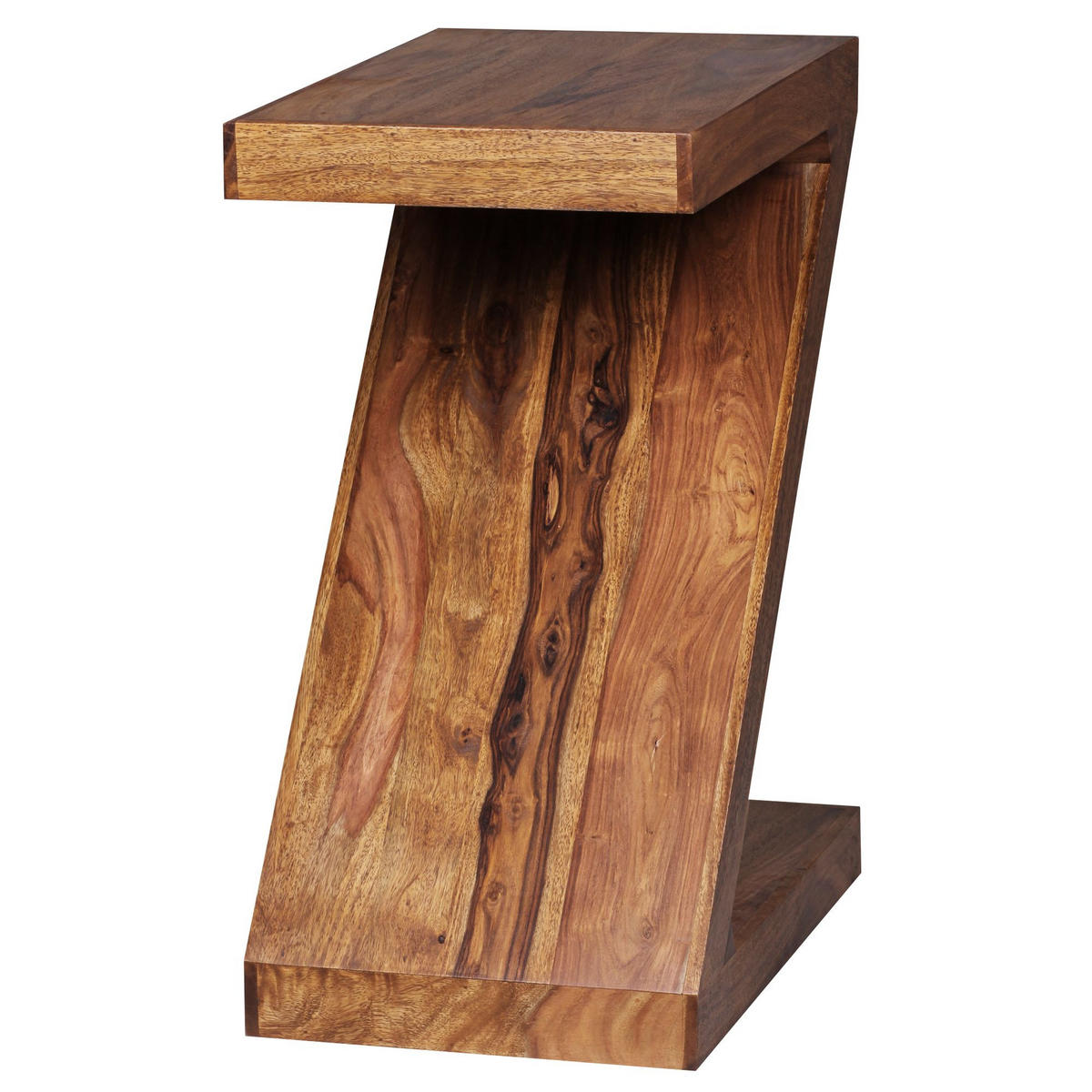 BEISTELLTISCH Massivholz Z-Form Handgefertigt, Braun 44x30x59 cm - Braun, Holz (30/44/59cm) - KADIMA DESIGN