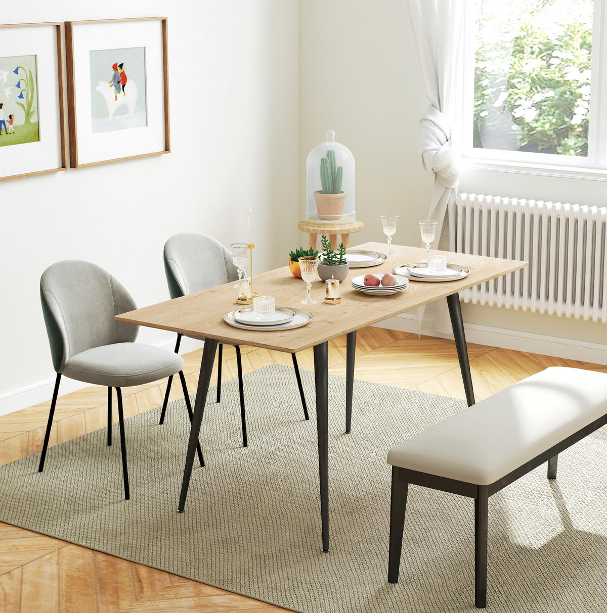 ESSTISCH 120/160/75/77 cm in Natur aus MDF, ausziehbar mit Stahlgestell - Braun, Holzwerkstoff (160/75/77cm) - Flora Grace