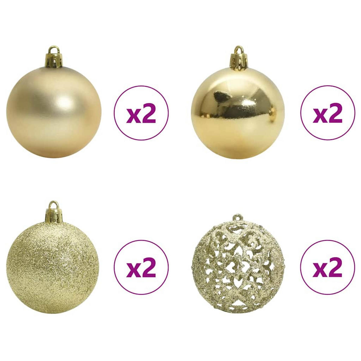 WEIHNACHTSKUGELSET 61 -teilig Mehrfarbig Kunststoff - Eukalyptusholzfarben, Kunststoff (6/27/6cm) - vidaXL