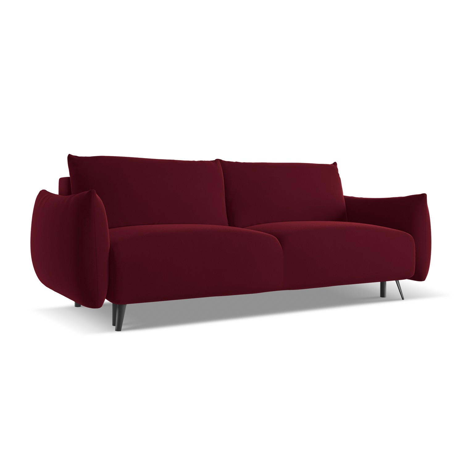 3-SITZER SOFA mit Schlaffunktion Samt Stoff Rot - Bordeaux/Rot, Textil/Metall (230/86/105cm) - LaMiaSofa