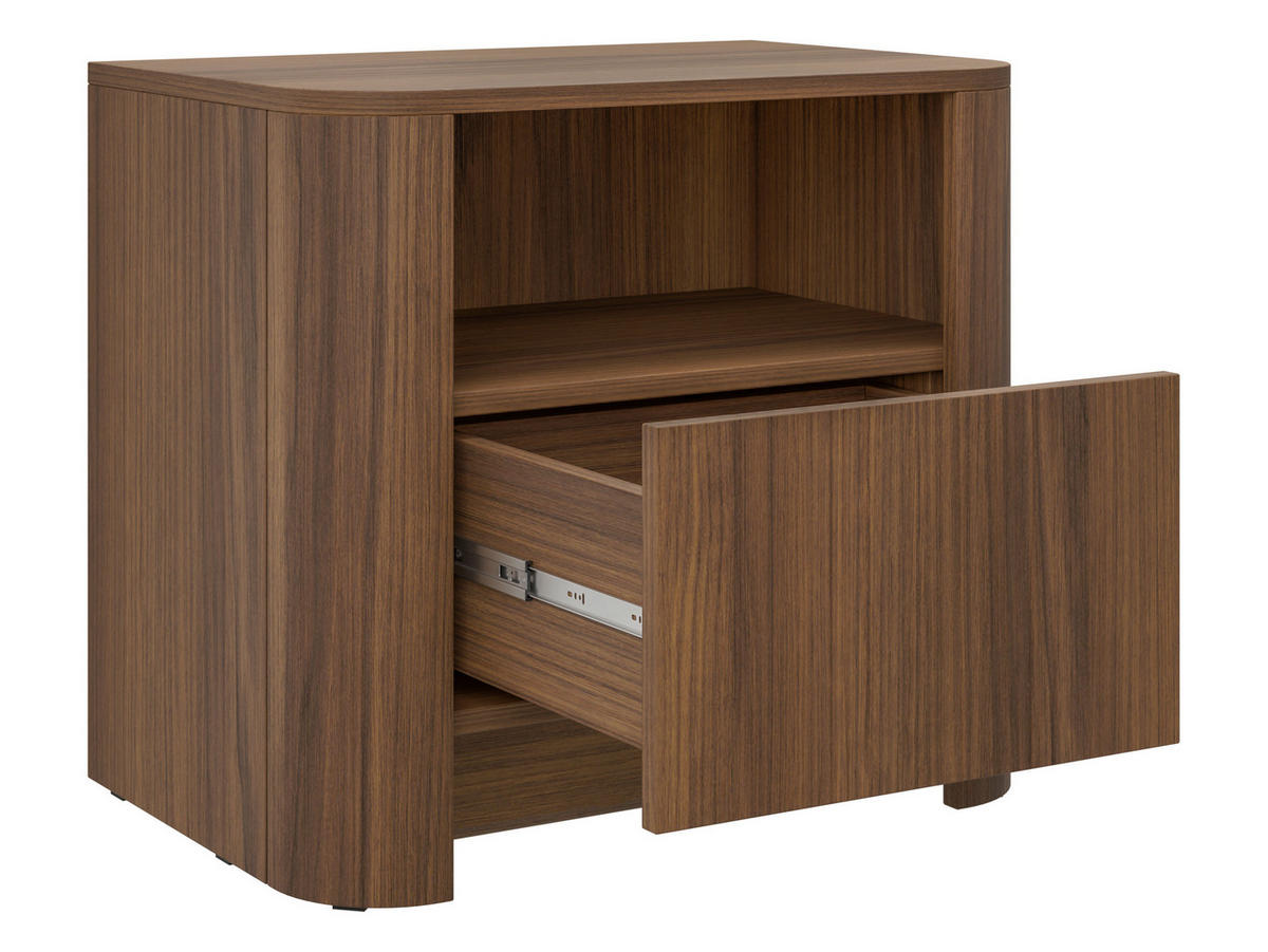 NACHTTISCH Bari S58 - Nussbaumfarben/Schwarz, Holzwerkstoff/Kunststoff (58/52/39cm) - MIRJAN24