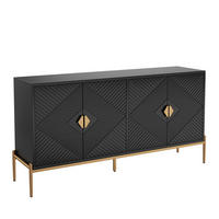 SIDEBOARD DE-37612 162/40/80 cm mit geometrischem Muster Schwarz - Schwarz, Holzwerkstoff (162/80/40cm) - ComfortXL