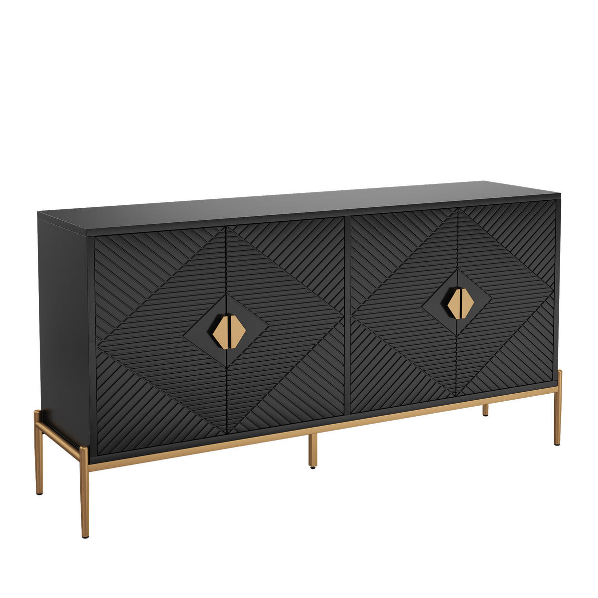 SIDEBOARD Black 162/40/80 cm - Schwarz, Holzwerkstoff (162/80/40cm) - PANGIVO