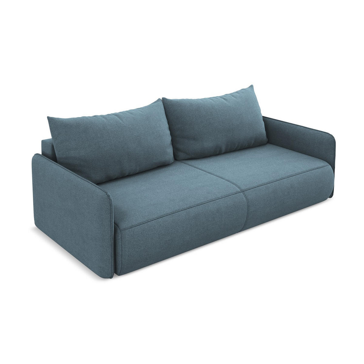 3-SITZER SOFA mit Schlaffunktion Strukturstoff Stoff Blau - Blau/Schwarz, Kunststoff/Textil (216/86/105cm) - LaMiaSofa