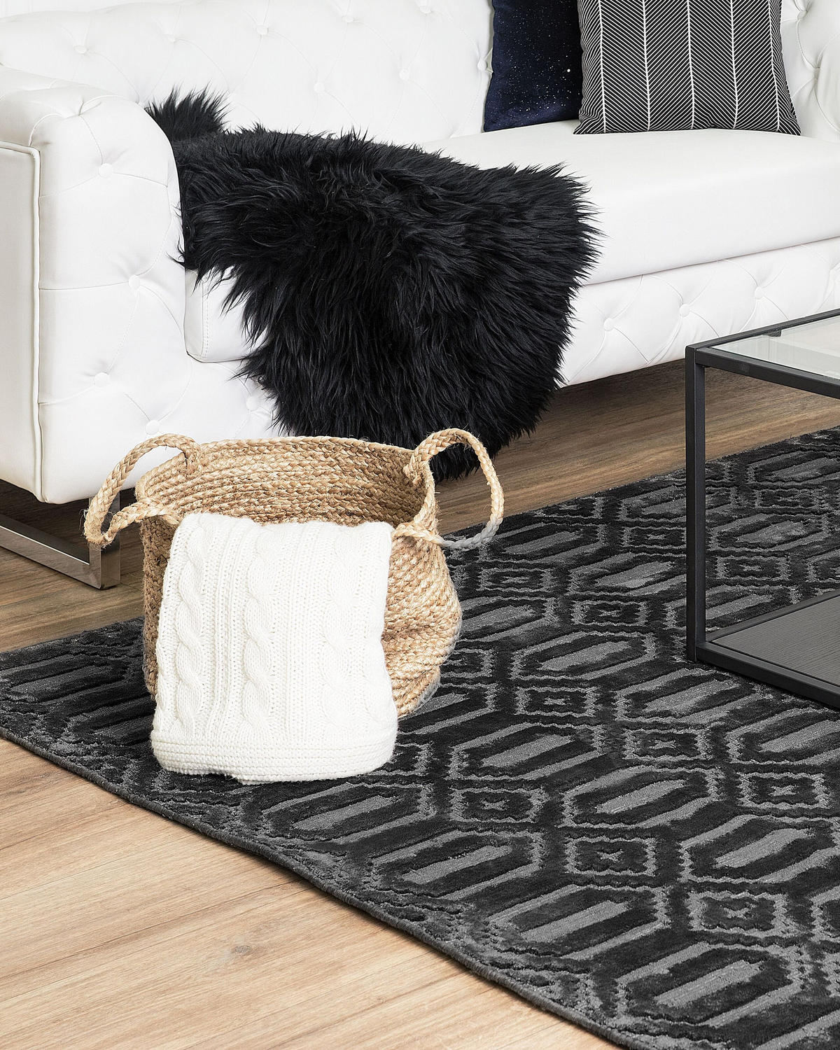 KURZFLOR-TEPPICH Adatepe 200/140 cm - Grau, Naturmaterialen (140/200cm) - Beliani