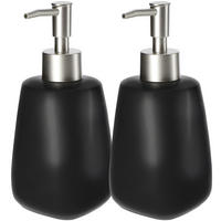 FLÜSSIGSEIFENSPENDER 400 ml, schwarz, 2 Stk. - Schwarz, Keramik (8/18cm) - KADAX