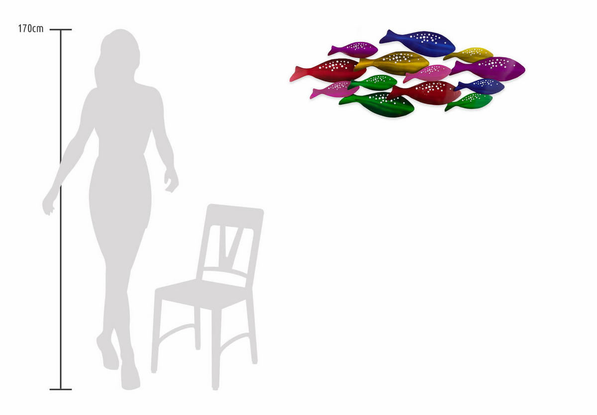 WANDDEKO Bunt 120/44 cm - Multicolor, Metall (3.17/44/5cm) - KUNSTLOFT