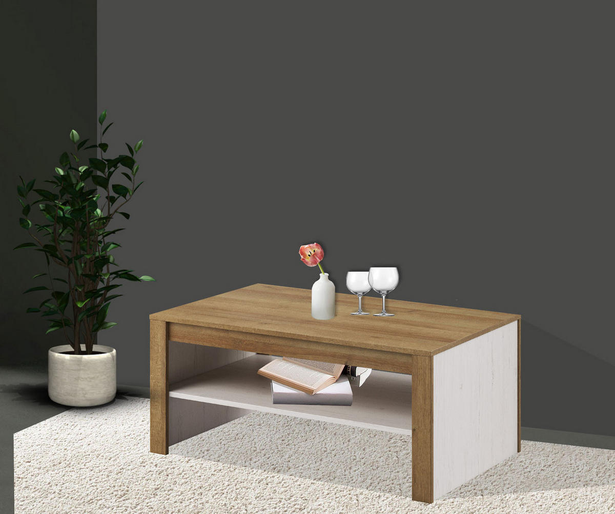 COUCHTISCH Falco Anderson Pinie / Eiche Riviera 103 / 63 / 46cm - Eichefarben, Holz/Holzwerkstoff (63/103/46cm) - Feldmann-Wohnen