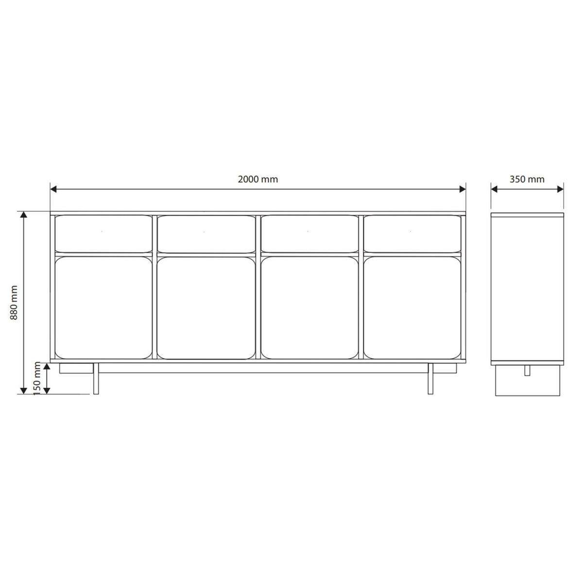 SIDEBOARD Wuwu Greige 200 cm - Taupe, Holzwerkstoff (200/88/35cm) - Selsey
