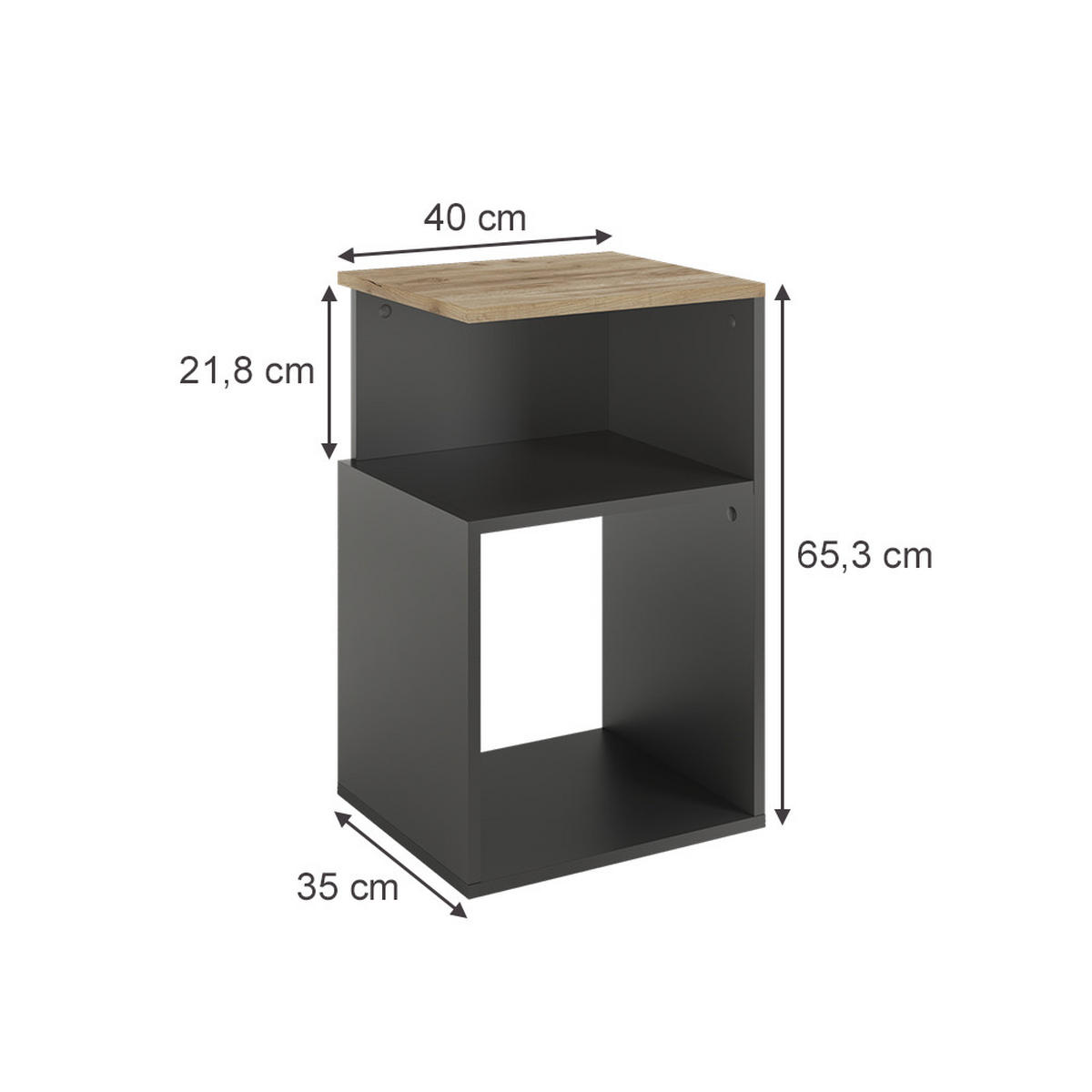 NACHTTISCH Elios Anthrazit/Goldkraft Eiche 40 x 65.3 cm - Honigeiche/Anthrazit, Holzwerkstoff (40/65.3/35cm) - Vicco