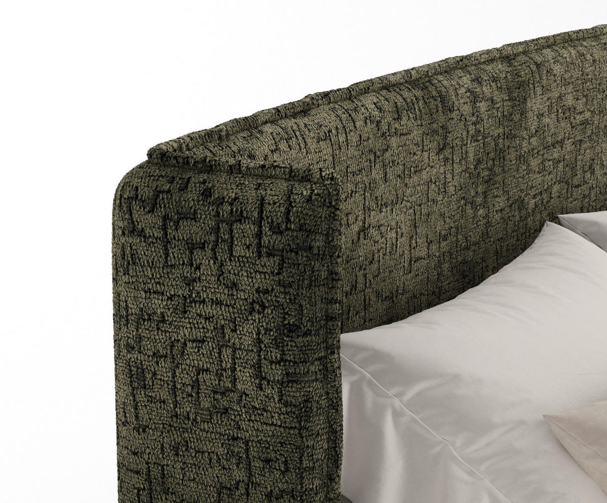 BOXSPRINGBETT Freeland Olivenfarbe 180/200 cm mit Matratze und Topper - Schwarz/Olivgrün, Holz/Holzwerkstoff (180/200cm) - Maison de Reve