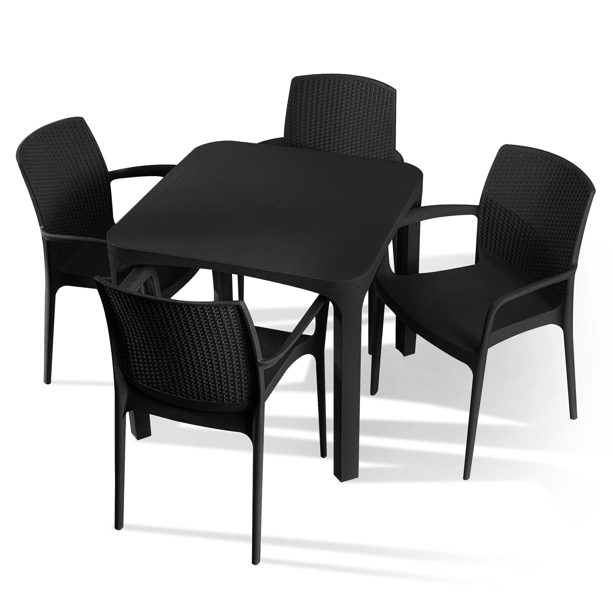 GARTENMÖBEL-SET LEOPSI, RANTU 5-tlg, Anthrazit - Anthrazit, Kunststoff - KONSIMO®