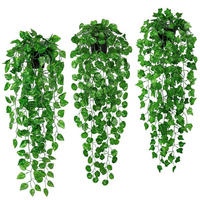 KUNSTPFLANZE hängend 90 cm 3er Set - Grün, Kunststoff (90cm)