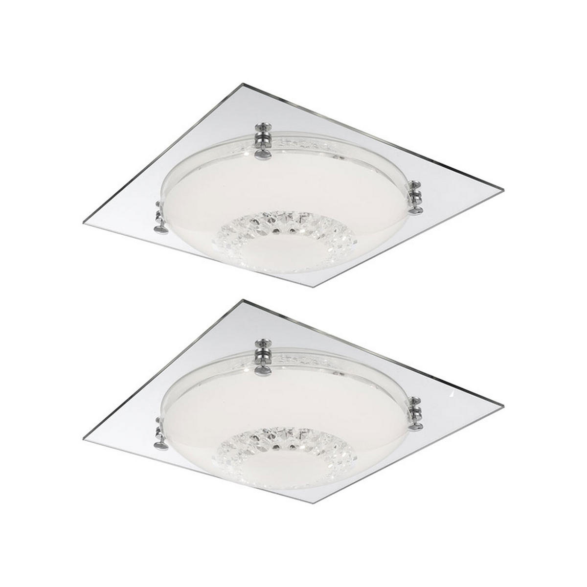 LED DECKENLEUCHTE Kristalloptik Silber 2er Set - Silberfarben, Glas (31.5/31.5/8.5cm) - Globo Lighting