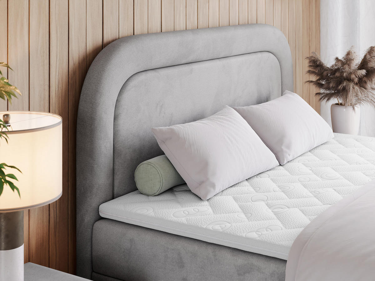 BOXBETT EIRA 140/200 Hellgrau Velvet - H3 - Silberfarben/Hellgrau, Holz/Textil (140/200cm) - MKS