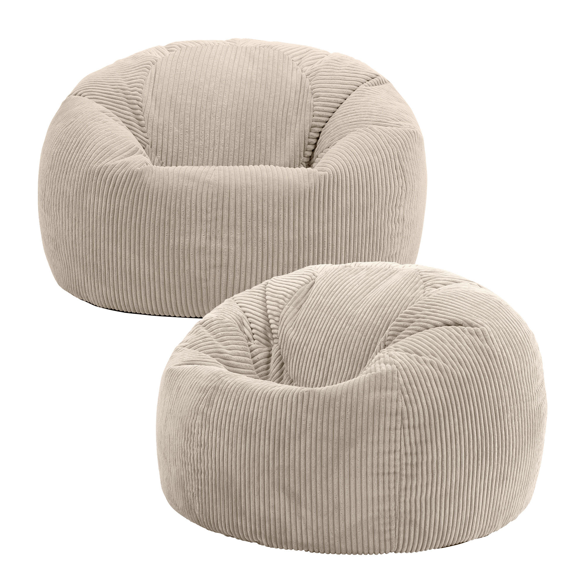 SITZSACK Klassisch Sessel aus Cord 2-tlg. - Beige, Textil (85/50/85cm) - icon