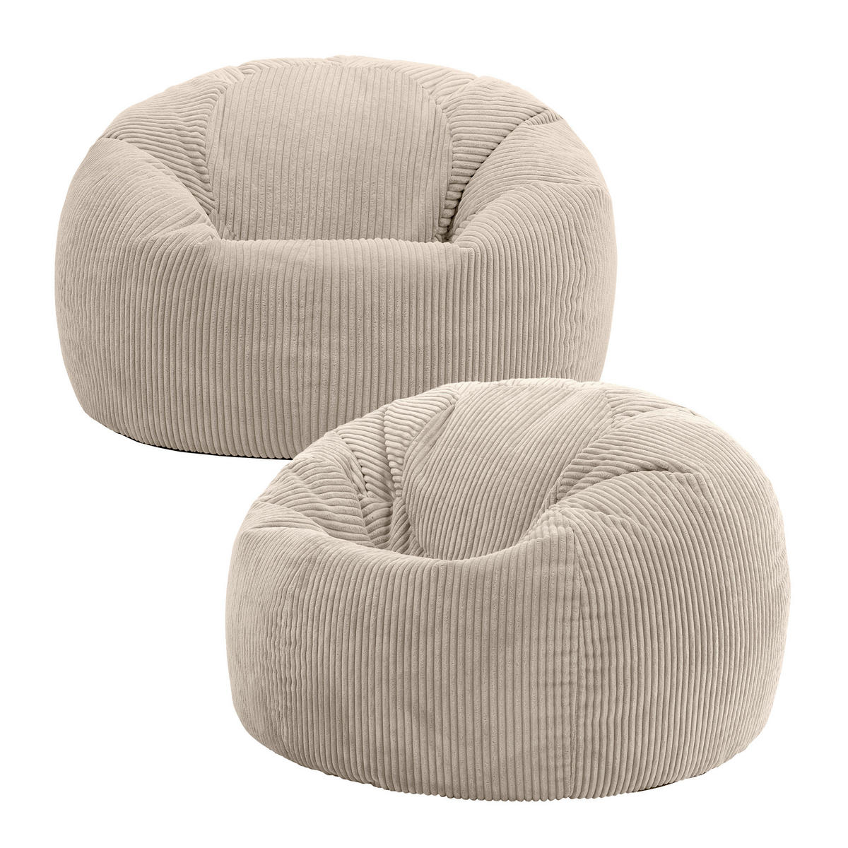 SITZSACK Klassisch Sessel aus Cord 2-tlg. - Beige, Textil (85/50/85cm) - icon