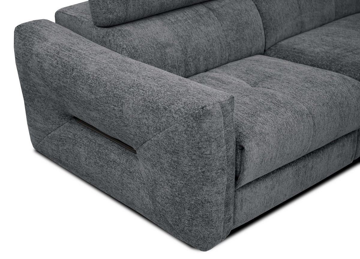 ECKSOFA CALVERA 5-Sitzer mit 1 Relaxfunktion, graphitfarben - Graphitfarben, Holzwerkstoff/Textil (297/239cm) - Courtois Laville